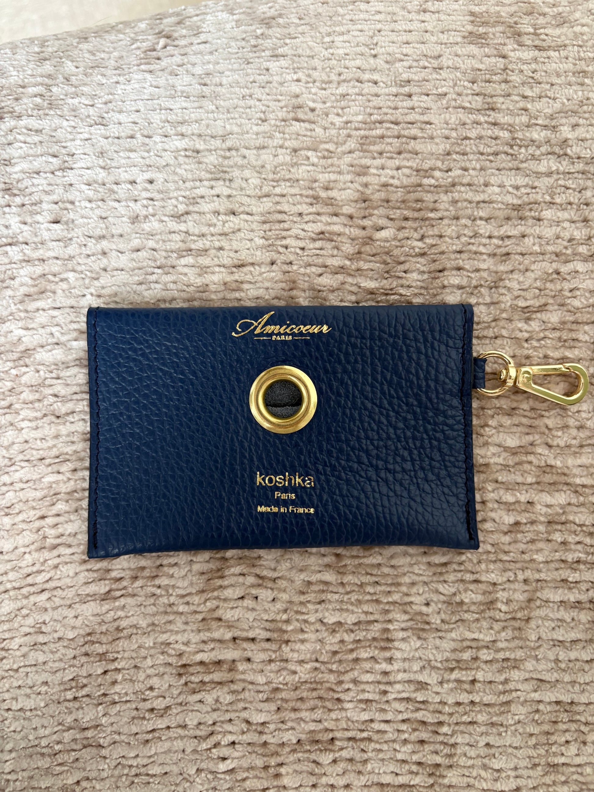 Our Bleu Marine Poo Bag Envelope. One size in leather